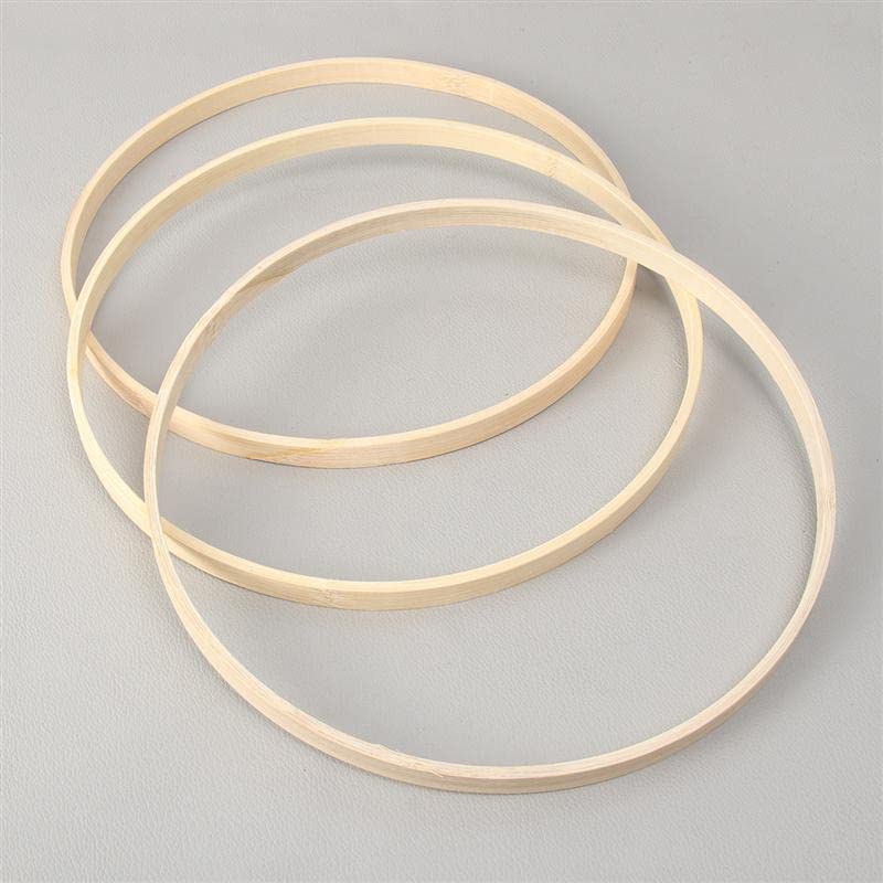 Wooden Bamboo Floral Hoop Set - 18pcs, 6 Sizes - Macrame Craft Rings for DIY Wedding Wreath Decor, Dream Catcher, Wall Hanging Craft