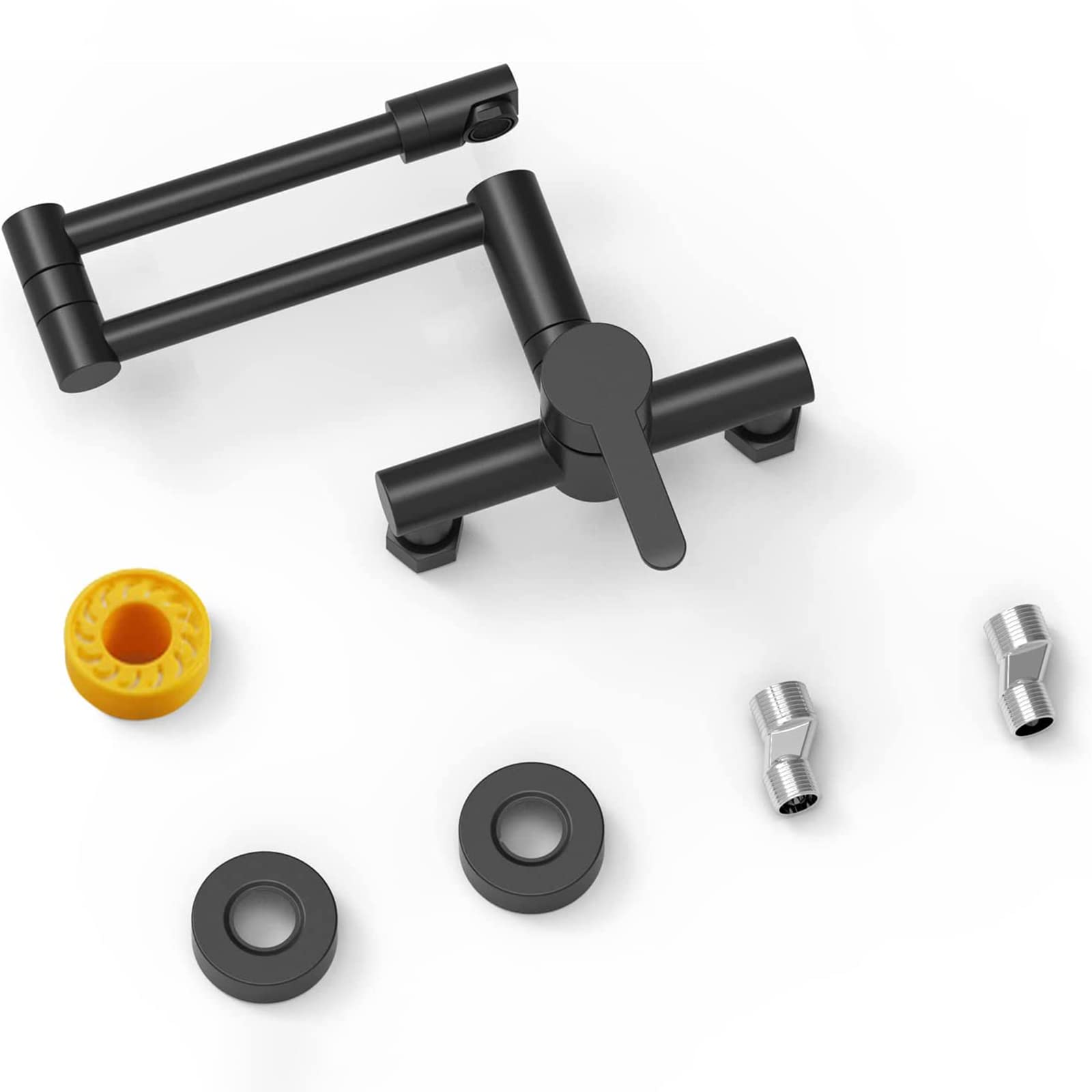 ESOP Grifo de Cocina Plegable Negro Para Pared - Rotación 360° - Latón Monomando Mezclador de Fregadero