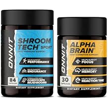 ONNIT Cognitive & Endurance Support Bundle Alpha Brain Nootropic Capsules 30 Count + Shroom Tech Sport Exercise Support Capsules 84 Count, IGEN Non-GMO Tested Focus, Energy & Endurance Pack of 2
