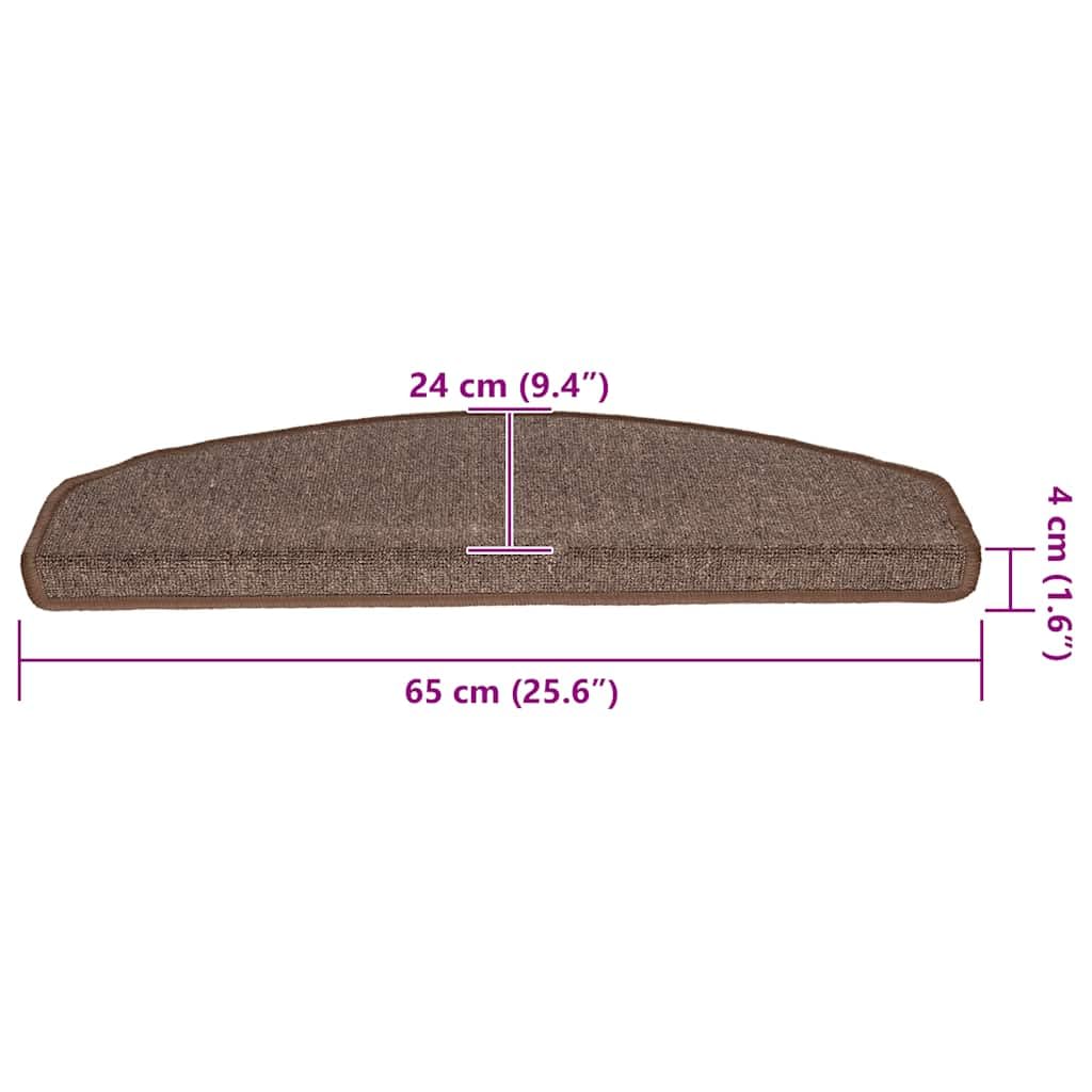 Stufenmatten 20er Set 65x24x4 cm Kaffeebraun Halbrund - rutschfeste Treppenmatten aus Getuftetem PP - Schalldämpfender Treppenschutz Teppichschoner für Innentreppen