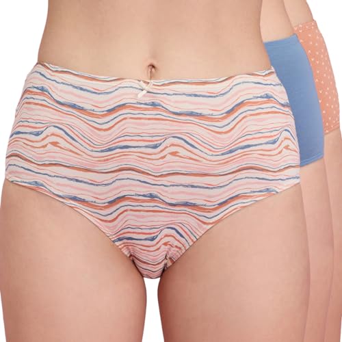 Image of NYKD NYP104 High Rise Stretch Cotton Full Coverage Full Brief with Consealed Waistband-Pack of 3
