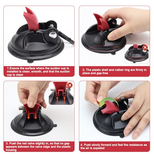 TYBYBB Saugnapf Haken 4 Stück Saugnapf Camping Set, Saughaken Extra Stark, Saugnapf Anker, Tragfähigkeit von 35 KG, für Camping, Wohnwagen, Vorzelte, Camping, Wohnmobil, Fliesen, Autos, Glas