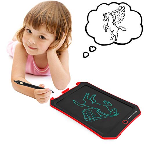 mom&myaboys LCD Writing Tablet Toys for Kids Birthday Gifts,Kids Toy 8.5 Inch Writing Boards,Electronic Writings Pads Drawing Board for Kids, Blackboard Erase Button Lock Included(Red)