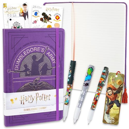 Harry Potter Journal and Pen Set - Bundle with Premium Hogwarts Diary Notebook, 3 Ballpoint Pens, Bookmark, Stickers, More | Harry Potter School Office Supplies