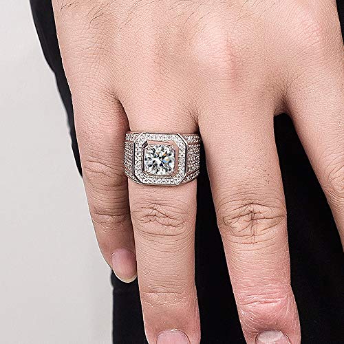 Dankadi Men's 925 Sterling Silver Ring-Square Cubic Zircon Inlaid-Classic Ring-Fashion Silver Jewelry-Party Accessories Gift 8-13# (10) - Image 5