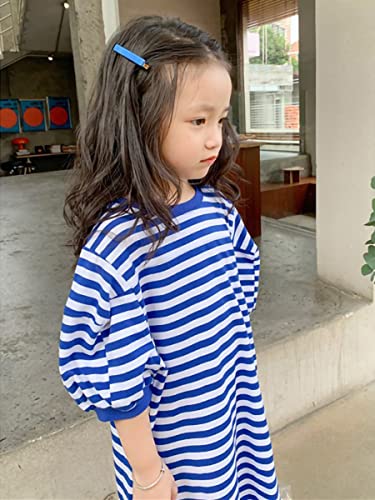 Kids Girls Dress 1/2 Sleeve Stripes Print Pullover Toddler Casual Crew Neck Sweater Loose Blouse Top4