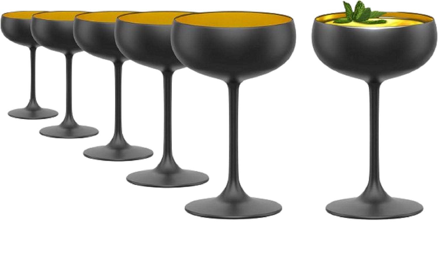 Stölzle Lausitz Kieliszki do Szampana Elements 6x230 ml – Eleganckie Kieliszki Kryształowe Czarny/Złoty – Idealne do Szampana Prosecco i Koktajli – Bezpieczne w Zmywarce i Odporne na Uszkodzenia