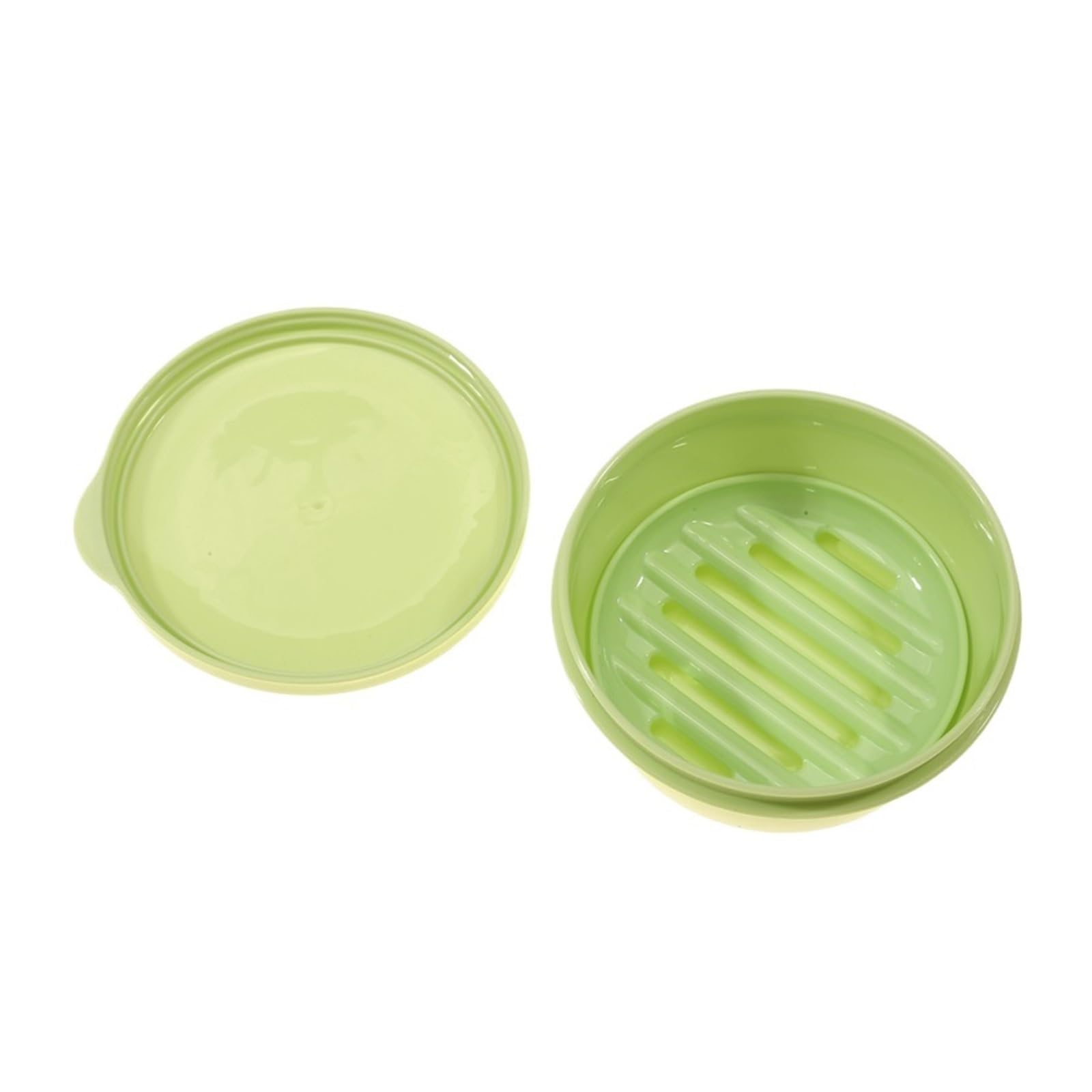2 pcs,Plastic Soap Container Bar Holder Travel Case Portable Round Dishes with Lid Leak-Proof Box for Shampoo For Bathroom(Green)