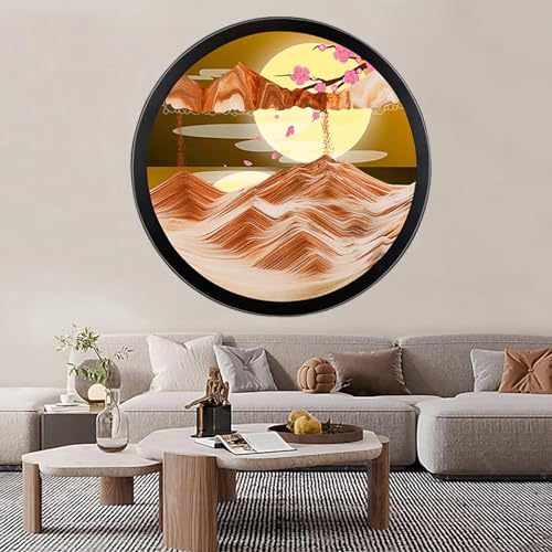 TNSLGHS Moving Sand Art Wall Mounted Sand Art Liquid Motion 360Rotate Moving Sand Wall Art Deep Sea Sandscape Room Decoration Relaxing Mood Home Office Work Decor C-17.3in/44cm