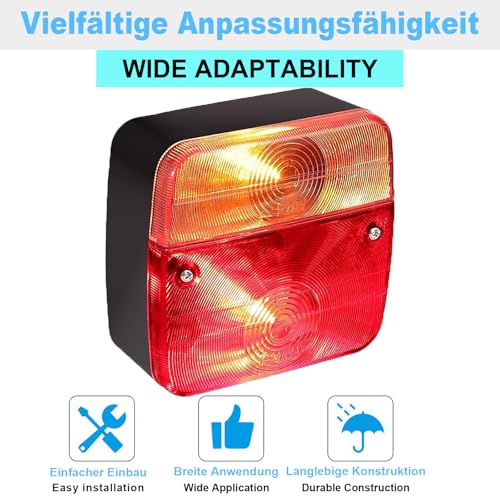 CXTM Anhänger Rückleuchten 12V Universelle Wasserdichte Rücklicht Anhänger für PKW, LKW, Wohnwagen und Nutzfahrzeuge (2Pcs Rückleuchten)