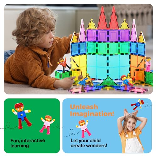 PicassoTiles 4pcs Magnetic Family Action Figures Toddler Magnet Toy Expansion Pack Educational Add-on STEM Learning Kit Toys Pretend Playset for Construction Building Block Tile for Kids Age 3+ PTA01 by PicassoTiles - Image 5