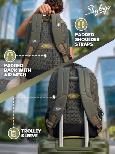 Image of Skybags Metro Office Laptop Backpack for Men & Women, Black Olive