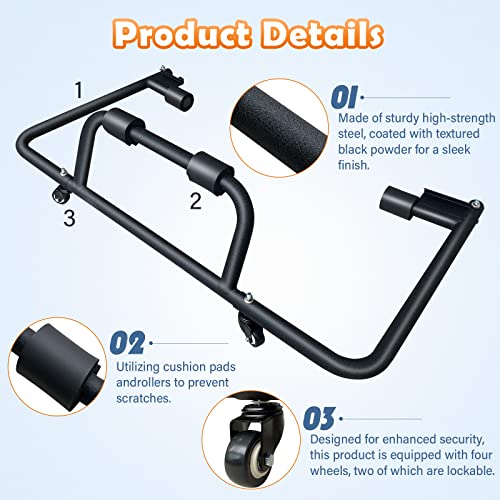 EYOUHZ Hard Top Storage Rack Hardtop Carrier Compatible with 1976-2023 Jeep Wrangler YJ TJ JK JL JKU JLU Unlimited and Newer Jeep Wrangler CJ-7 Movable Bracket Cart Sliding for 2/4 Door (Black)