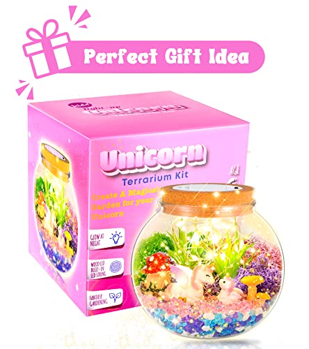 Unicorn Gifts For Girls - Light Up Unicorn Terrarium Kit For Kids - Diy Unicorn Arts & Crafts Toy - Birthday Gifts For Kids Age 5 6 7 8-12 Year Old Girl Gift #TOP5