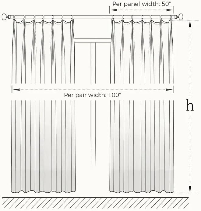 Miniatura 9 de TWOPAGES - Cortinas plisadas de lino sintético para oscurecimiento, sin forro, para sala de estar, habitación, sala de reunión, clubes, etc, 84 x 96