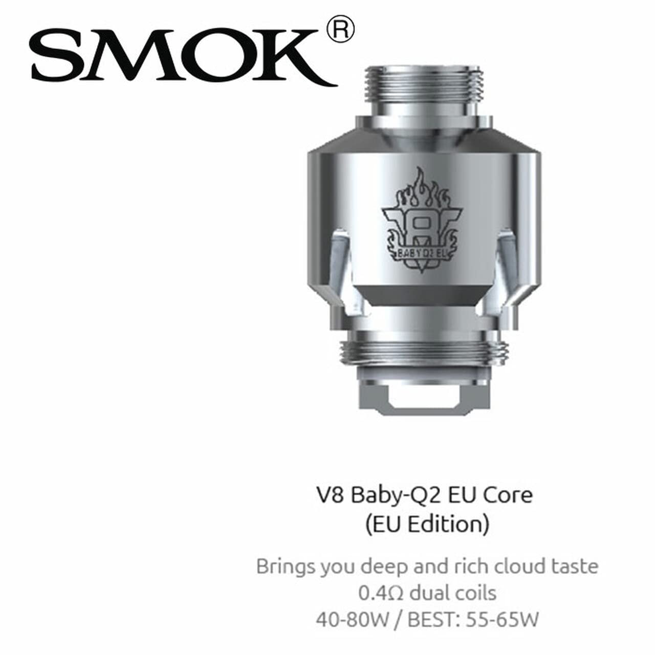 SMOK TFV8 Baby V8-Q2 EU RESISTANCE 0,4 ohm pour SMOK T PRIV 2mL BIG BABY TFV8 SEULEMENT (3PCS) Resistance de remplacement de cigarette et Bande Vape Extra : Amazon.fr: High-Tech SMOK TFV8 Baby V8-Q2 EU RESISTANCE 0,4 ohm pour SMOK T PRIV 2mL BIG BABY TFV8 SEULEMENT (3PCS) Resistance de remplacement de cigarette et Bande Vape Extra : Amazon.fr: High-Tech