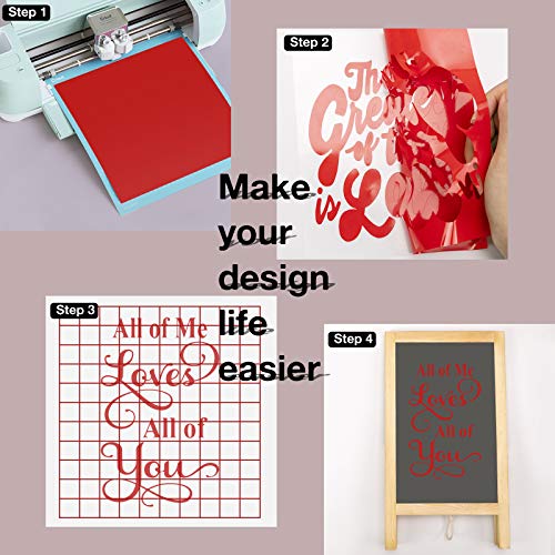 Image of HTVRONT Red Permanent Adhesive Vinyl Roll - 12 inch by 50 FEET Glossy Red Vinyl for Signs, Scrapbooking Compatible with All Cutting Machine, Silhouette Cameo, Craft, Die Cutters