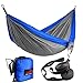 Honest Outfitters Double Camping Hammock With Hammock Tree Straps,Portable Parachute Nylon Hammock for Backpacking travel 78"W x 118"L Royal/Grey