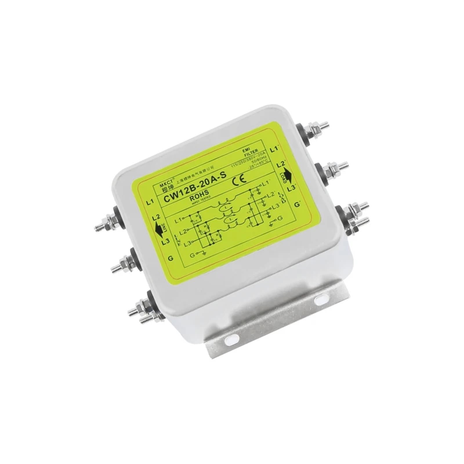 Filtro Anti-interferenza EMI bipolare trifase e trifase 380VAC CW12B-10A/20A/30A/40A/50A/60A-S Filtro di Potenza(60A)