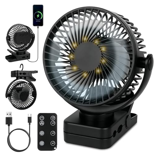 Ventilateur de camping rechargeable LED multifonction et sa pince robuste - 2