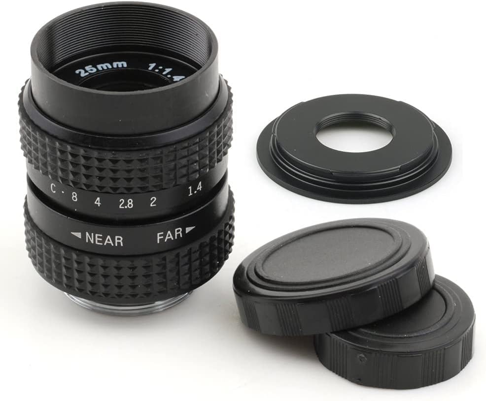 Pixco 25mm F1.4 CCTV Lens C Mount Camera + 16mm C Mount Film Lens to Fuji FX Camera Lens Adapter Lens Kit (25mm F1.4 for C+ C- Fuji FX)