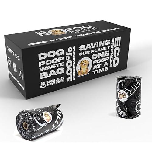 THE NOPOO POUCH Dog Poop Bags Rolls - 100% Leak Proof Dog Poop Bags, Fully Compostable Waste Bag, Refill Rolls for Dogs & Pets Waste, Unscented - 200 Count