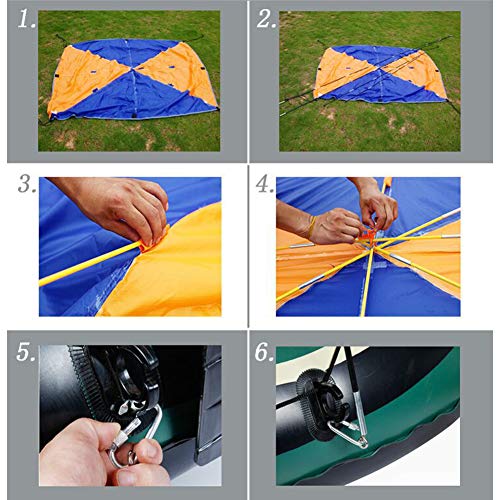 image for DENPETEC Inflatable Kayak Awning Canopy, 2 Person Foldable Rowing Boat