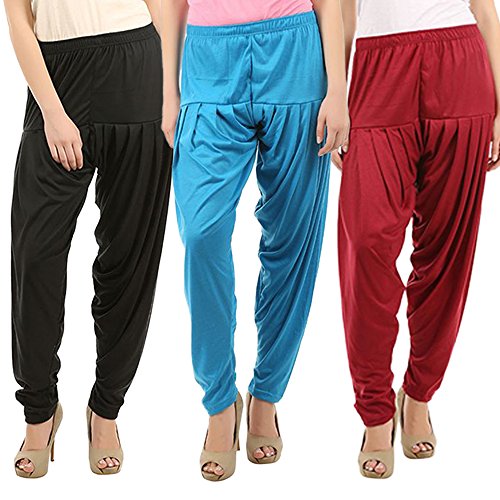 Image of Buy That Trendz Patiyala Pants for Women 3 Combo Patiyala Salwar Harem Viscose Bottoms Pants for Women