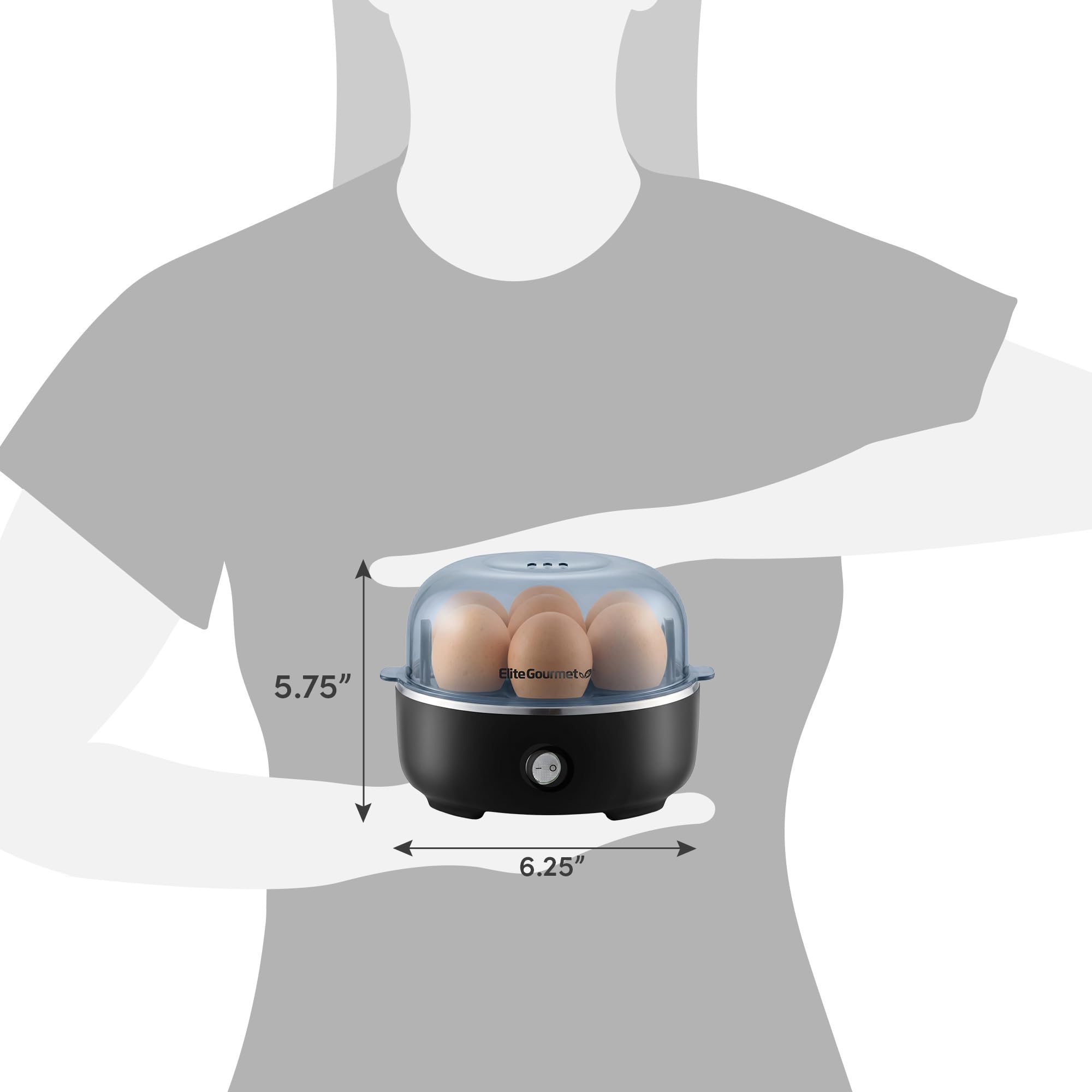 Elite Gourmet EGC115B - Cocina de huevos eléctrica de 7 huevos, suave, mediano, duro con apagado automático, taza de medición incluida, sin BPA, negro clásico