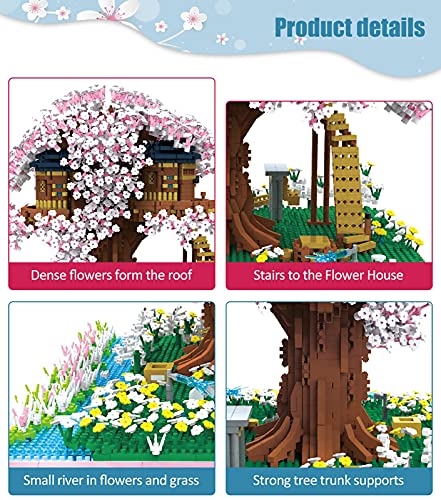 sookin Bausteine Architektur Modell, 5280 Klemmbausteine Sakura Baum Bausteine mit Bauplatten Kirschblüte Gebäude… – Bild 6