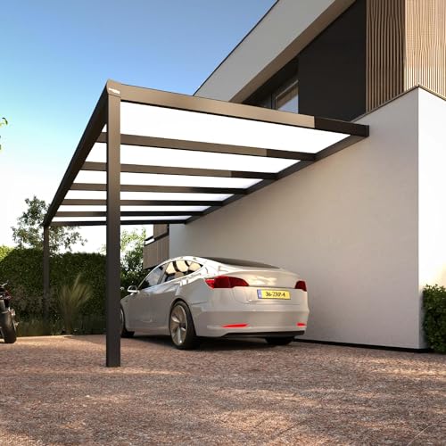 Carport aus Aluminium 6m x 3mx 2,5 m- Autoüberdachung inkl. Wellplatten 50 mm hoch - Garage Unterstand Terrassenüberdachung - Pergola Veranda - Anthrazit