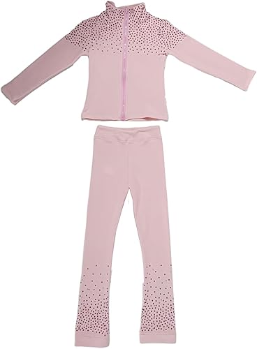 LIUHUO Conjunto de chaquetas y pantalones de patinaje artístico para niñas y mujeres, ropa de entrenamiento cómoda con cristales