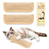 PetZen Garden Sisal Catnip Pillow Toy Kickers, 2 Pack Interactive Catnip Toys with Organic 8000mg Herbal Blend for Indoor Scratching, Chewing & Teething, Fun for Kittens and Adult Cats