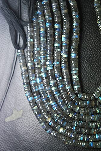 Perles labradorite bleue en boutons lisses 6mm pour création de bijoux de qualité - Lot de 2 rangs