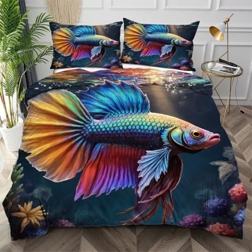Linge de Lit Poisson de Mer Bleu en microfibre douce de qualité supérieure