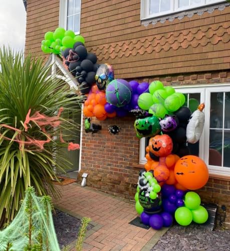 Image of Lukiituke Halloween Balloon Arch Kit, 134Pcs Black and Orange Balloons | 4 Sizes Latex Balloons for Halloween Theme Birthday Party Backdrops Decorations