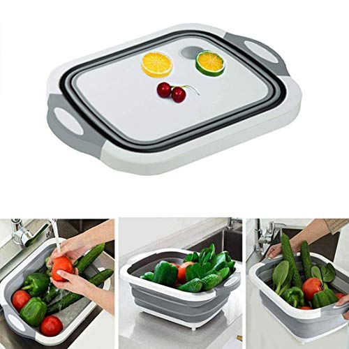 Collapsible Washing Up Bowl, Innovations Multi Function Bowl Drying Rack, Portable Cutting Board, Retractable Drain Washing Basket Basin Vegetable Fruit Tray For For Camping, Picnic, Kitchen #TOP6