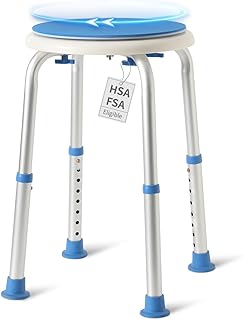 FSA Eligible Swivel Bath Chair, Adjustable Small Chair for Inside Tub, Tool Free Shower
