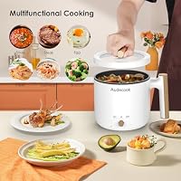 Audecook Elektrische Hot Pot, 1.8L Tragbare Mini Antihaft Multikocher, Schneller Ramen Kocher, Travel Electric Bratpfanne mit Duale Leistungssteuerung für Steak/Nudeln/Suppe/Ei/Hafer – Ansicht 2