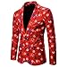 Produktbild PPangUDing Herren Weihnachten Anzugjacke Vintage Revers Langarm Slim Fit Verschiedene Weihnachtsmotiv Drucke Blazer Sakko Smokings 2019 Neue Charmant Casual Zwei-Knopf Strickjacke Outwear