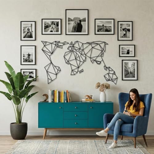 DEKADRON Geometric Metal World Map