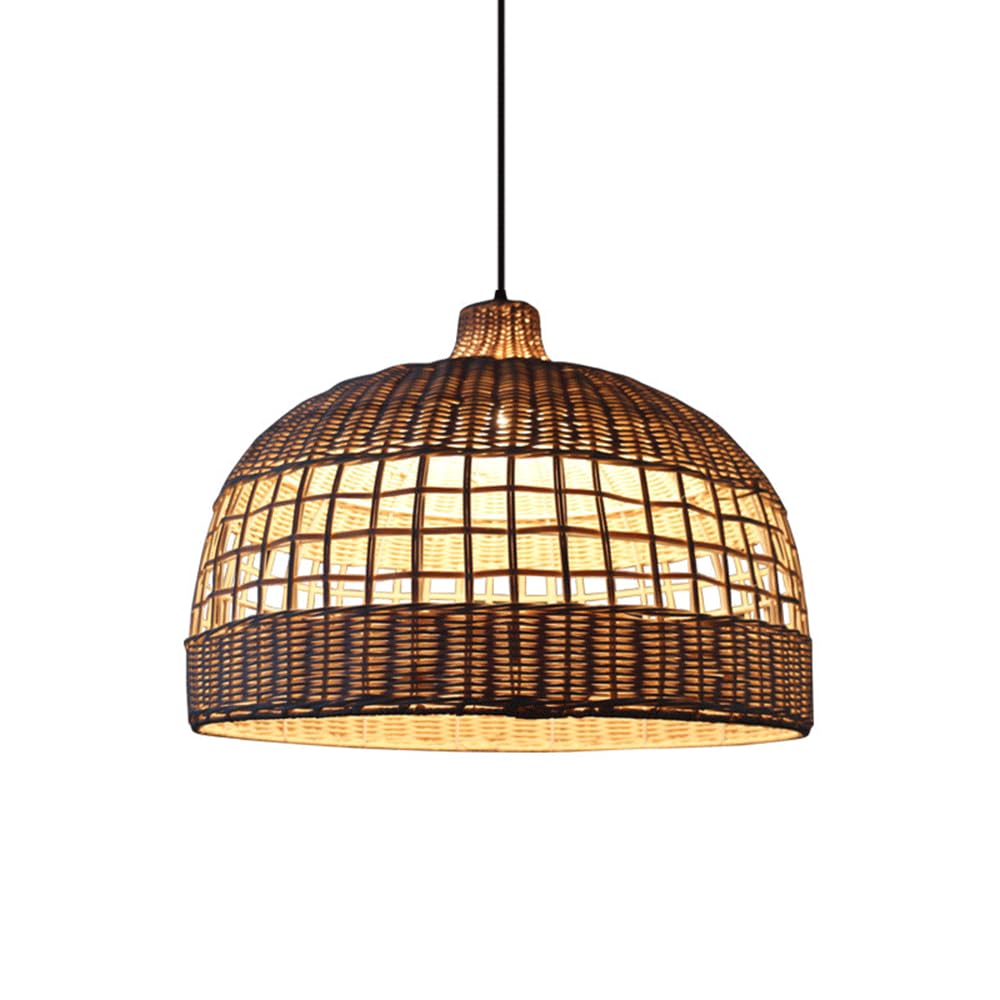 CHUNGYANG Bamboo Rattan Chandelier Hand-Woven Lighting Fixture for Hallway Restaurant Cafe Vintage Pastoral Rattan Woven Entryway Foyer Pendant Light Fixture Chinese Style Living Room Hanging Lamp