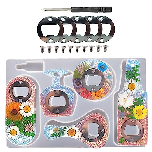 Bottle Opener Resin Molds Kit, Beer Opener Silicone Molds for Epoxy, Resin Jewelry Casting Molds, DIY Crafts Making for Best Gifts.