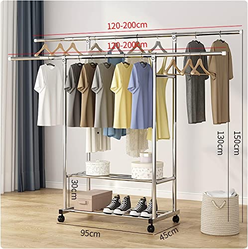 Double rail suspendu réglable pour remédier au manque de place dans vos placards de chambre - 4