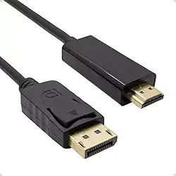 Cabo DisplayPort para HDMI, Conversor de Áudio e Vídeo, Preto, 1,8m, Suporte 4K, 144Hz, Conectores Banhados a Ouro, Compatível com PC, TV, Monitor