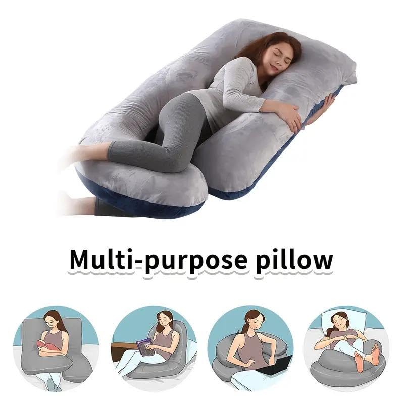 J Shaped Pregnancy Pillow for Sleeping, with Mint Green Jersey Removable Cover, Pillow for Pregnant Women, Body Pillow for Adults