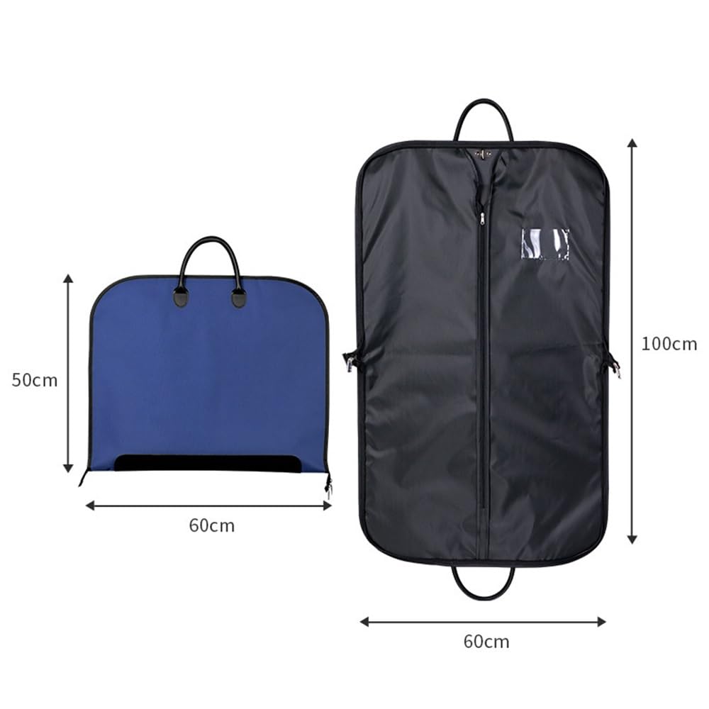 WYWY Portaabiti Impermeabile - 100 cm Borsa da Viaggio per Abiti con Manico in Pelle, Custodia Anti-Polvere Oxford per Abiti da Lavoro, Borsa Pieghevole da Riporto(Blue)