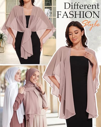 Image of Shawls and Wraps for Evening Dresses Womens Chiffon Scarf Sheer Cover Up
