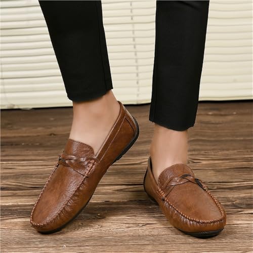 Mens Leather Loafers Lightweight Anti Slip Comfortable Flat Heel Classic Casual Shoes Outdoor Walking Driving Shoes4