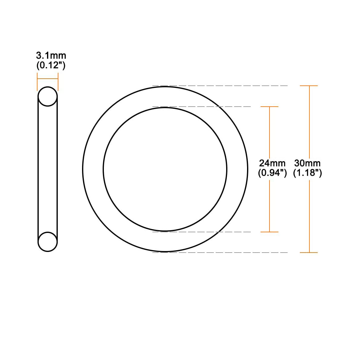 TA-VIGOR 30Pcs Silicone O Rings White, 30mm OD x 23.8mm ID x 3.1mm Width Sealing Gasket Set for Plumbing Washer, Auto Quick Repair & DIY Fixes - Image 2